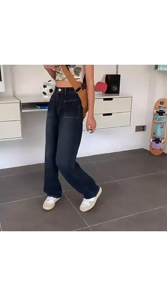 Amerikanische Retro-Jeans, Damenmode, Ins, hohe Taille, Freizeit, lockere, weite Beine, gerade Hose, koreanische Version, Y2k Baggy Streetwear