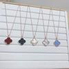 Large Four-leaf Clover Necklace Red Agate White Mother-of-pearl Purple Turquoise Sweater Chain