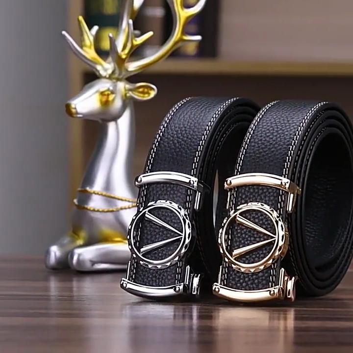 Men's Leather Belt Automatic Buckle Business First Layer Cow Leather Belt Men's Youth Fashion Pant