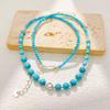 Vintage blue turquoise necklace, stylish and exquisite