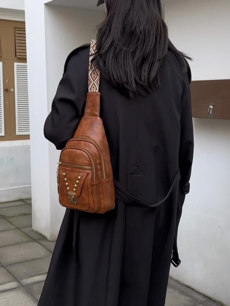 Dámská PU měkká kožená náprsní taška s velkou kapacitou, jedno rameno, crossbody taška