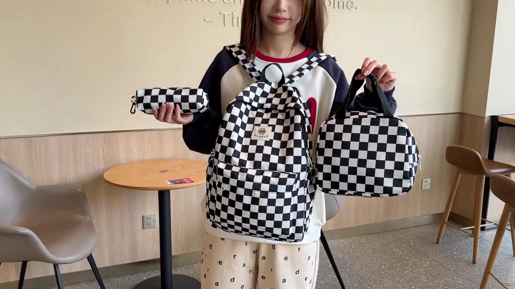 Three-piece Backpack College Large Capacity Crossbody Bag Student Pencil Case Shoulder Bag