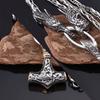 Nordic Rune Hammer Wolf Head Necklace: Retro Men's Punk Jewelry