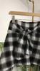 Elastic Waistband Plaid Irregular Skirt Short Skirt with Tie Up Bow Tie Sporty Street Dance Style for Women