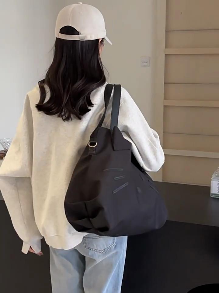 Women's Tote Bag with Cat Design Large Capacity Casual Shoulder Bag  Travel Handbag with Trolley Sleeve