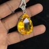 Orange Topaz 100ct Pear Cut 925 Sterling Silver Pendant Certified