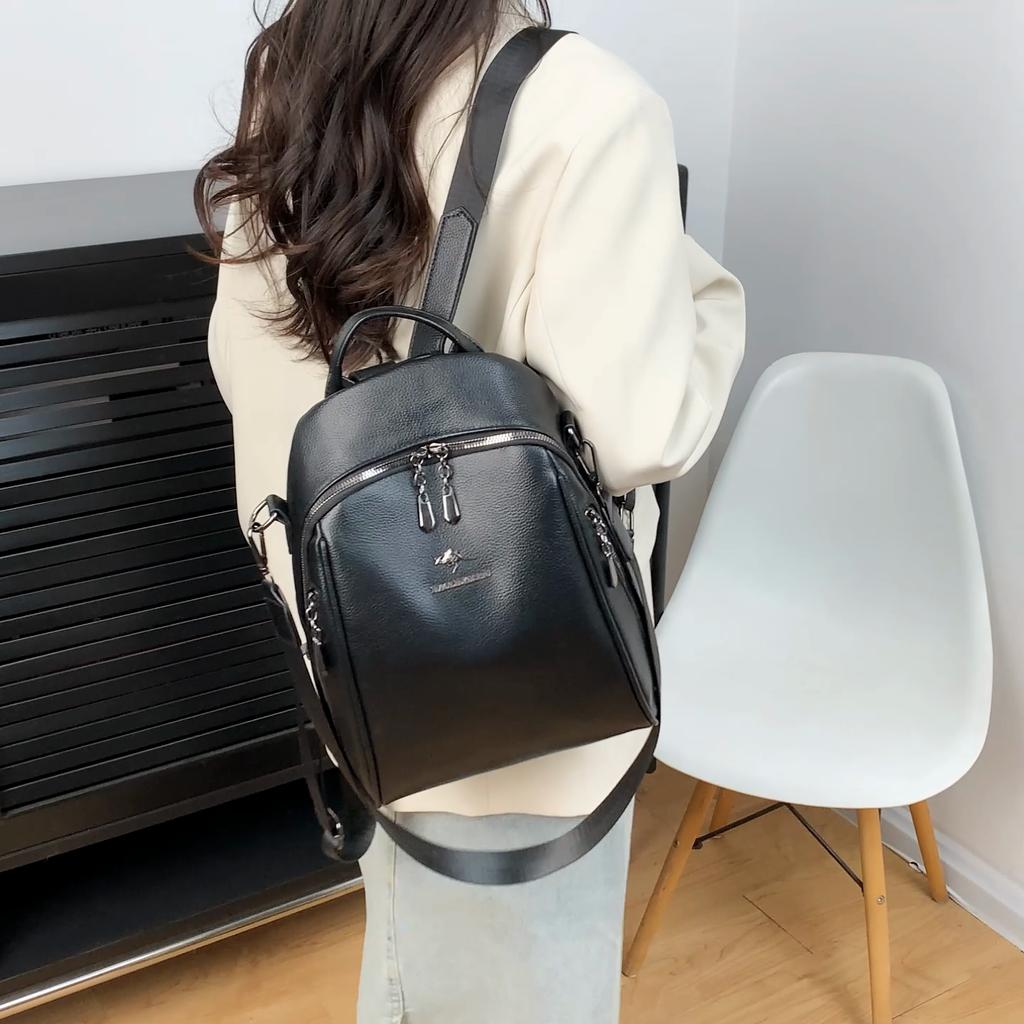 Women's Backpack PU Large Capacity Backpack Commuter Multi-function Shoulder Bag