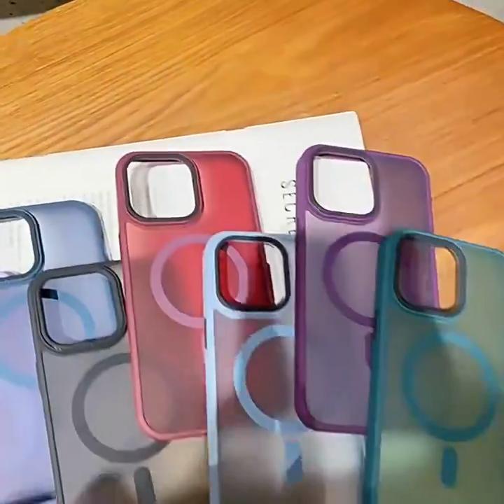 Матовый полупрозрачный магнитный чехол Magsafe для iPhone 15 14 13 12 11 Pro Plus Max с беспроводной зарядкой, твердый бронированный бампер, матовый чехол