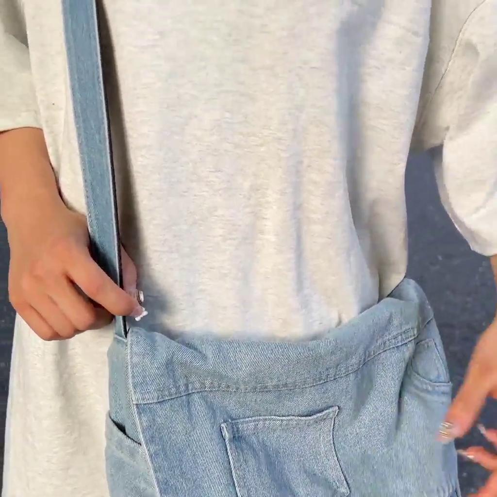 Denim Bag Men Large Capacity Crossbody Bag Student Class Bag Women's Shoulder Bag