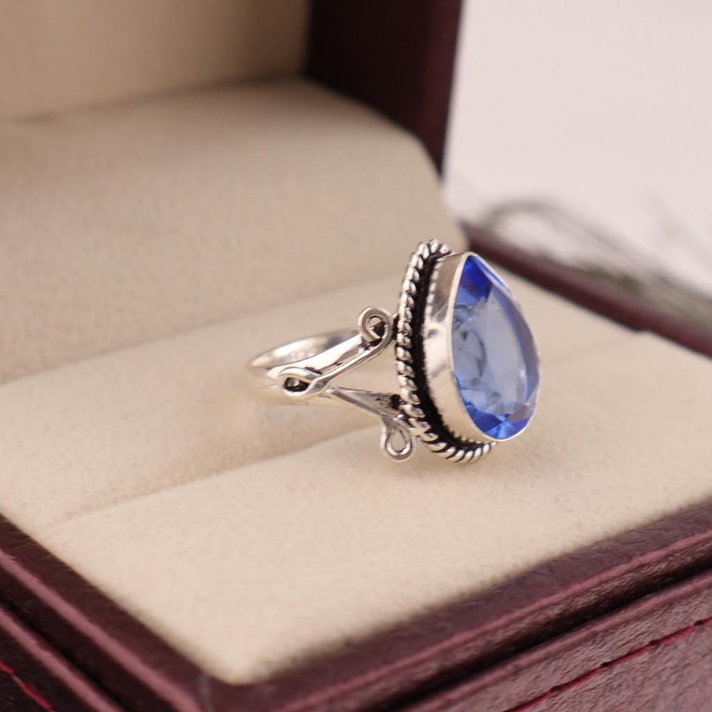 Tanzanite Gemstone 925 Sterling Silver Jewelry Handmade Blue Stone Ring For Her RR-57-4