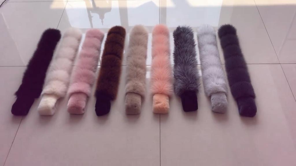 New Winter Lady Natural Real Fox Fur scarves Women Warm Fluffy Luxury Genuine Fox Fur Mufflers With Rex Rabbit Fur Scarf