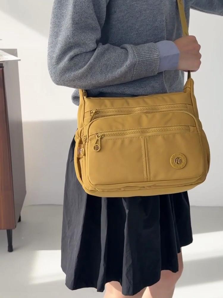 Women Multi Pocket Nylon Crossbody Bag Lightweight Shoulder Handbag Travel Purse