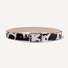 Black And White Cow Pattern Faux Leather Belt With Day Buckle For Ladies