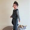 0-5-year-old girls' Long sleeved 3-piece set, Girls' round neck lace vest, Casual pants set, Cute clothes