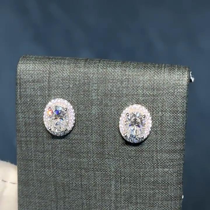 Vinregem 1.5CT 6*8 MM Oval Cut Diamonds 100%  925 Sterling Silver 3EX VVS1 Real Moissanite Gemstone Ear Studs Earrings Fine Jewelry For Women
