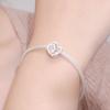 BAMOER 925 Sterling Silver Pink CZ Geometric Hollow Heart to Heart Bead for Women Original Bracelet and Bangle Jewelry