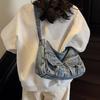 Fashion Large Capacity Denim Bag For Women With Seam Detailing And Shoulder Strap