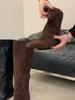 Eilyken Moda Autunno Inverno Stivali sopra il ginocchio a punta plissettati con zeppa da donna Scarpe lunghe Botas Largas Mujer