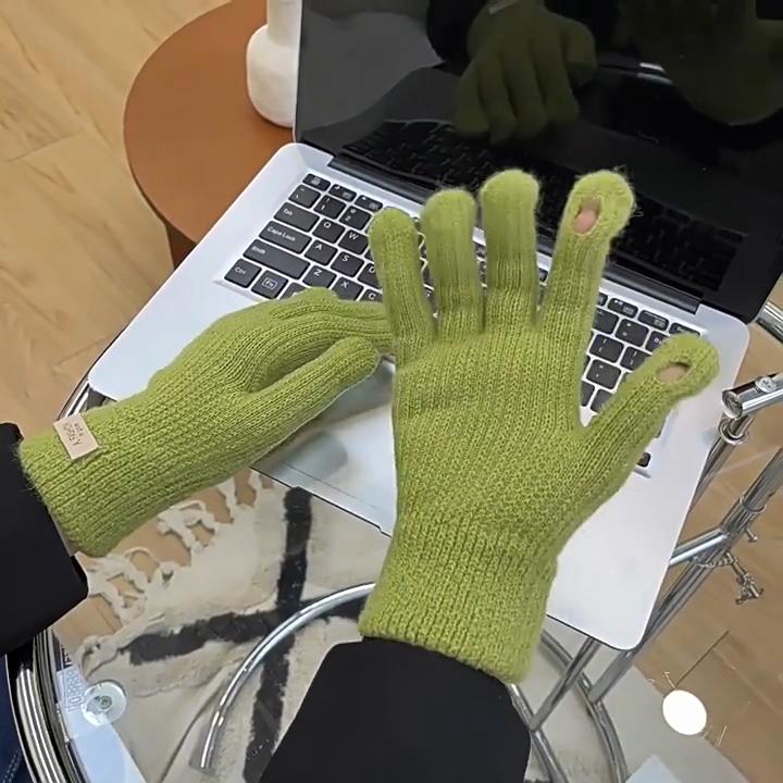 Zimowe rękawiczki dotykowe damskie męskie ciepłe rozciągliwe dzianinowe rękawiczki z imitacji wełny pełne rękawiczki z palcami