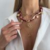 Ocean Style Sea Star Conch Pendant Necklace Sweet Cool Style Geometric Splicing Clavicle Chain