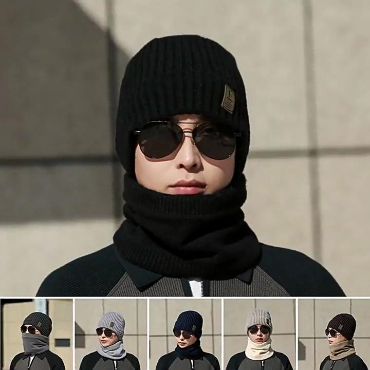 Mens Fleecelined Beanie With Letter Details For Warmth And Windproof Use
