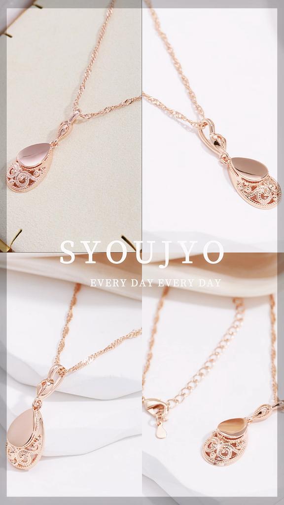 Collane con ciondolo color oro rosa lucido per donne Gioielli da sposa etnici Kinel