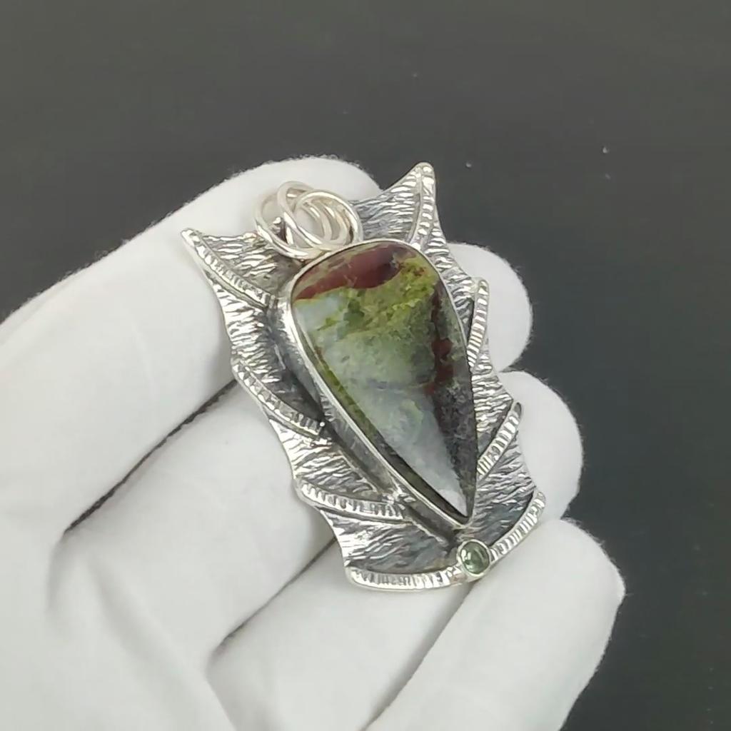 Dragon Blood Jasper Pendant, 925 Sterling Silver Handmade Jewelry, Dragon Blood Silver Pendant, Party Wear Jewelry For Women's, Pendant Gift For Love