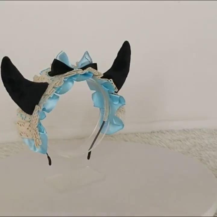 Little Devil Horns Lace Ribbon Headband Anime Cosplay Lolita Props Halloween Arnival Party Costume Women Accessories No Wig