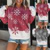 Stylish Christmas Snowflake Hoodie For Women Featuring Santa Claus Design In Grey And Red