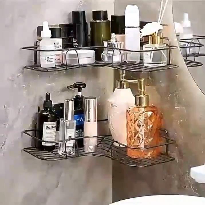 1pc Triangle Wall Mounted Shower Caddy Rack for Bathroom and Kitchen - Easy Installation, Convenient Storage,