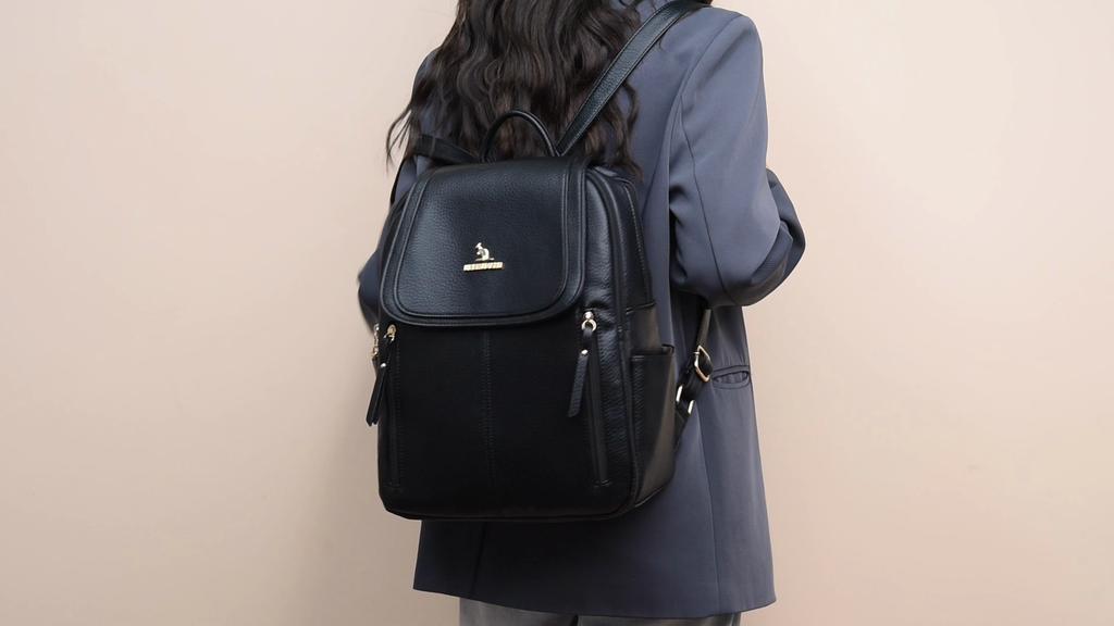 Myk Ryggsekk i Skinn Dame Ryggsekk med Stor Kapasitet Student Skolesekk