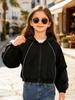 Mädchen 8-12 Jahre Ganzjahres Freizeitjacke, Raglan Langarm Reißverschluss Kurzer Mantel mit Reflektierendem Streifen, Leichte Outdoor Lauf- und Radsportbekleidung