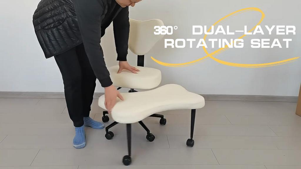 Computer Office Special-shaped Meditation Yoga Chair, Chair with Back Support, Cross Legged Wheels, Criss Desk Kneeling for Home Yoga, Adjustable