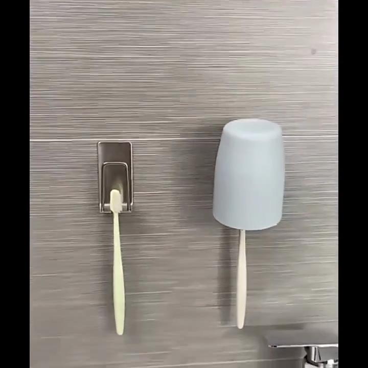 304 Stainless Steel Toothbrush Cup Holder Wall Mounted Bathroom Organizer Multi Functional Storage Rack Toothpaste Brushes Space Saving
