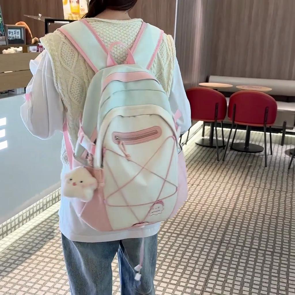 Studentský školní batoh ve stylu college, dámský cestovní batoh s barevným kontrastem