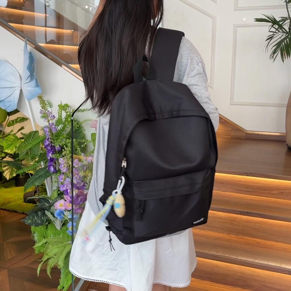 Women Lightweight Waterproof Backpack Solid Color Student Schoolbag