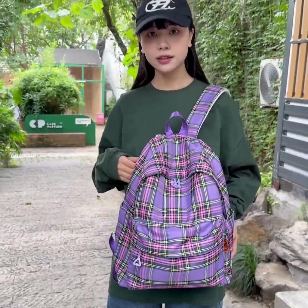 Studentský kostkovaný školní batoh Dámský velkokapacitní batoh Cestovní batoh