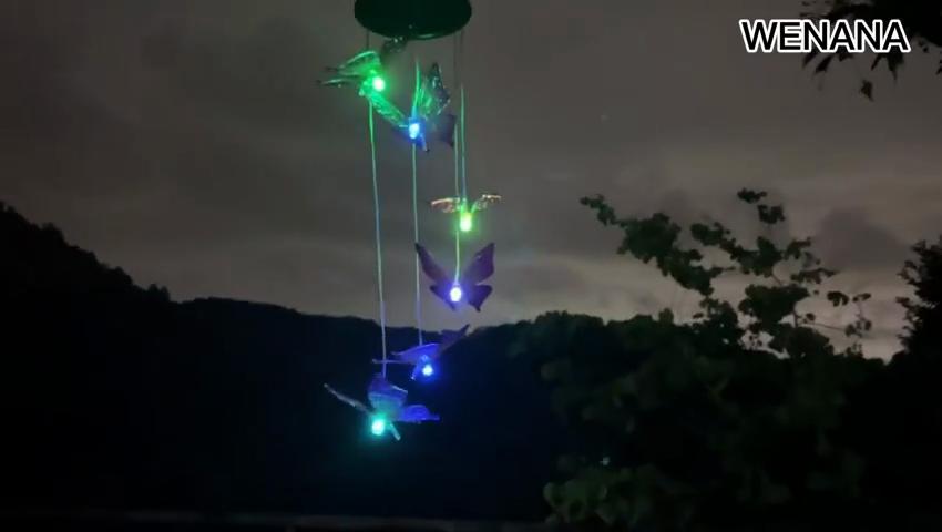 1pc Purple Butterfly Solar Wind Chimes Color Changing Lights Outdoor, Unique Mobile Wind Chime