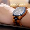 Herrenuhren Holzarmband Mode Blaues Zifferblatt Uhren Luxus Datum Chronograph Leuchtend Holz Armbanduhr Für Mann