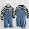 Boys Jeans Girls Backpack Pants Children Spring Jumpsuit Autumn Fashion Pants Baby Pockets Casual Trousers New Loose Warm Romper