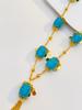 A Striking Blue Round Ball Chain Pendant, A High-End Long-Length Collar Necklace, And A Retro Court Style Sweater Chain.