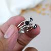 925 Sterling Silver Black Onyx Gemstone Round  Shape Ring For Women