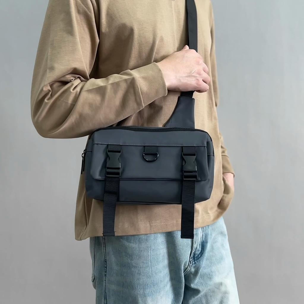 Nylon Crossbody Bag for Men Multiple Pockets