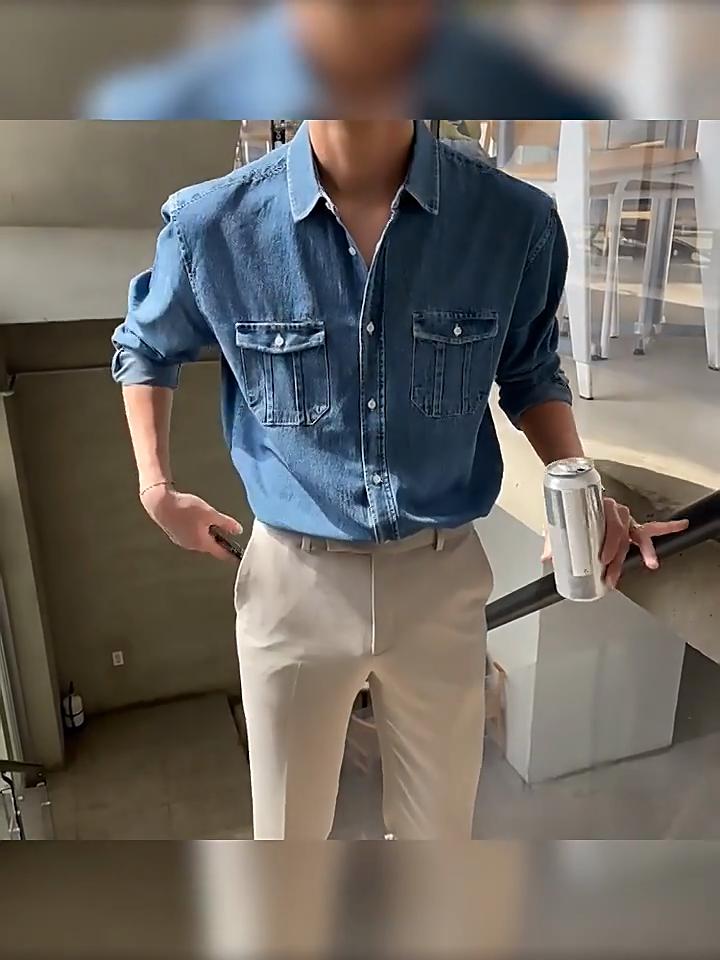 Cozy Up Men's Iconic Denim Regular Fit Snap Shirt
