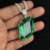 Lab Created Green Emerald 104ct 925 Sterling Silver Pendant Certified
