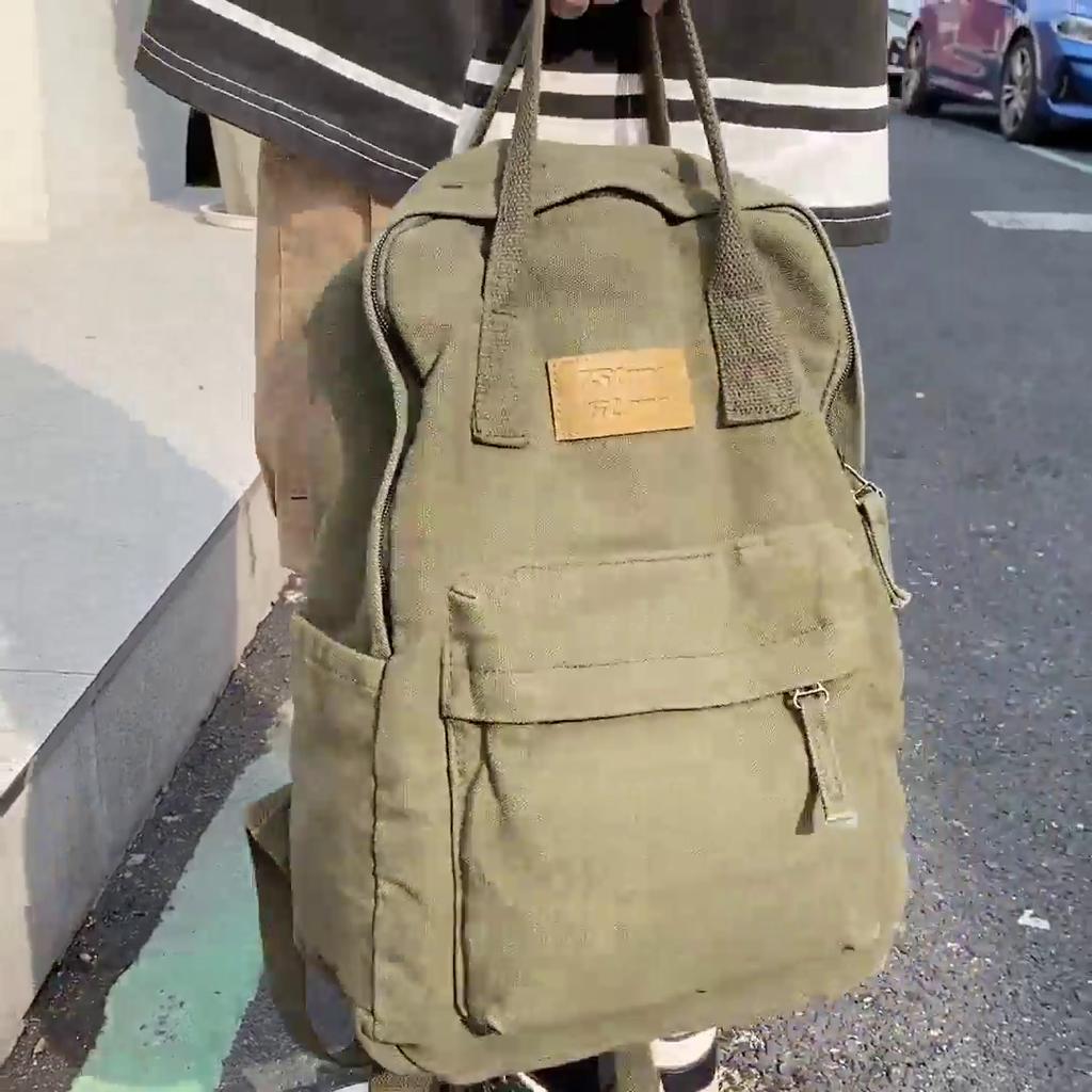 Canvas Bag Large Capacity Female Student Backpack Men's Schoolbag