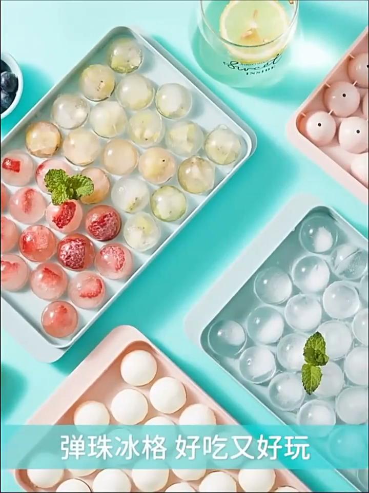 33 Formă pentru hochei cu minge de gheață Cocktail Whisky congelat Mini bile Maker PP Formă rotundă pentru cuburi de gheață cu capac Cutie pentru tavă de gheață Ustensile de bucătărie