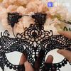 Costume Prop Cat Ears Mask With Lace Design For Halloween Party And Cosplay Events