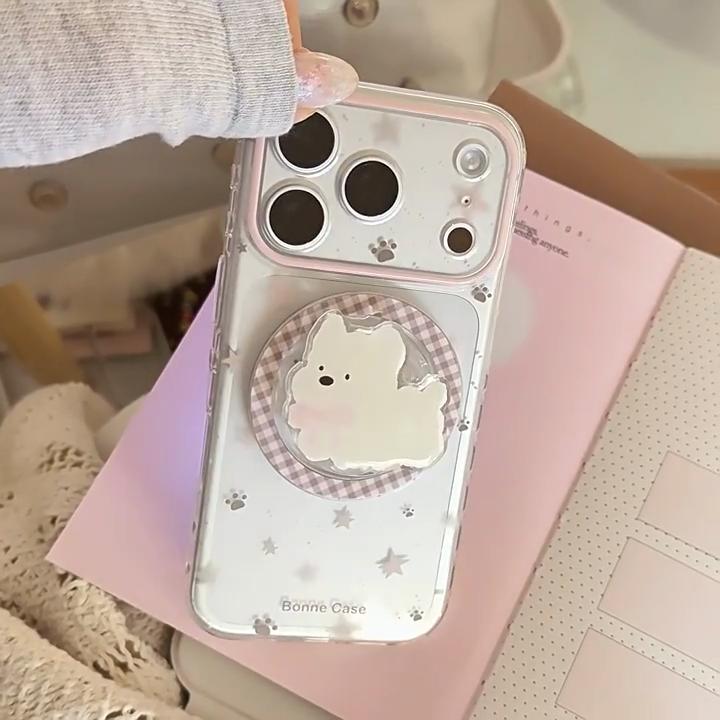 Cute White Puppy Magnetic Phone Case for iPhone 16, iPhone 17, and iPhone 17 Pro Max