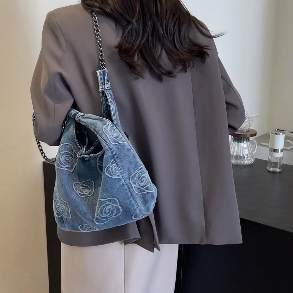 Denim Tote Bag Women Large Capacity Shoulder Bag